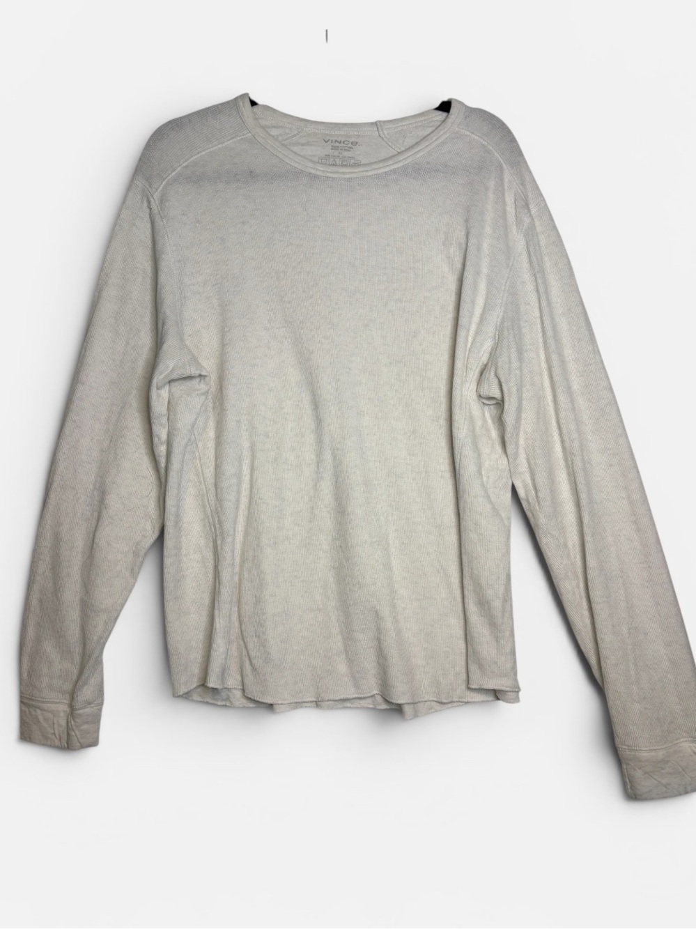 Vince - Men's Long Sleeve T-shirt, crew neck. Light heathered gray. Size XL